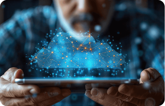 Cloud application infrastructure visualized on a tablet