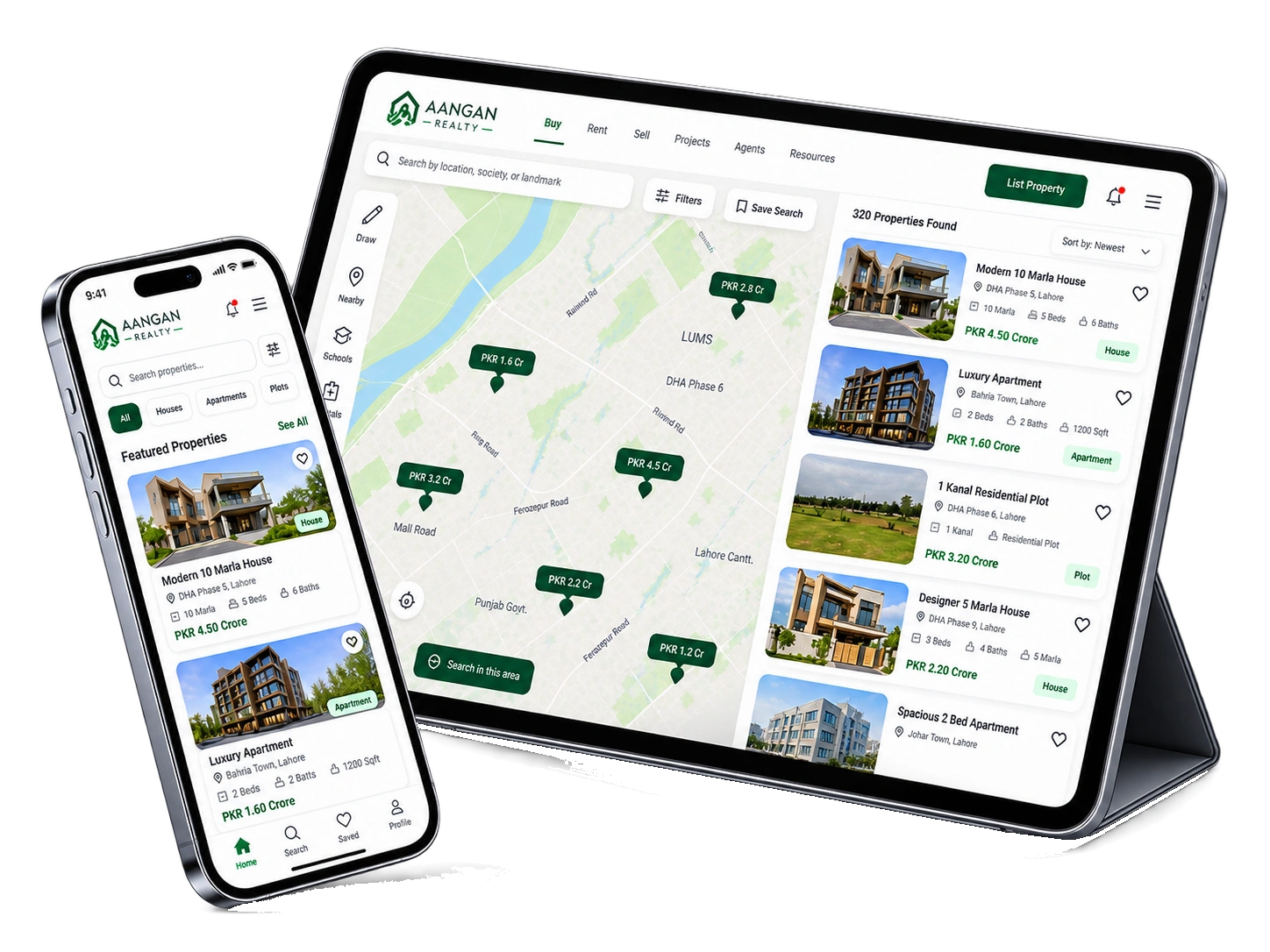 Aangan Realty hero portfolio presentation