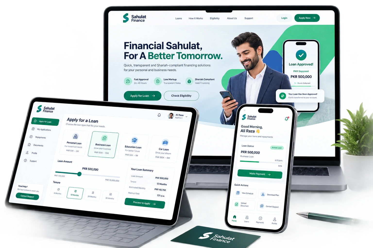 Sahulat Finance hero portfolio presentation