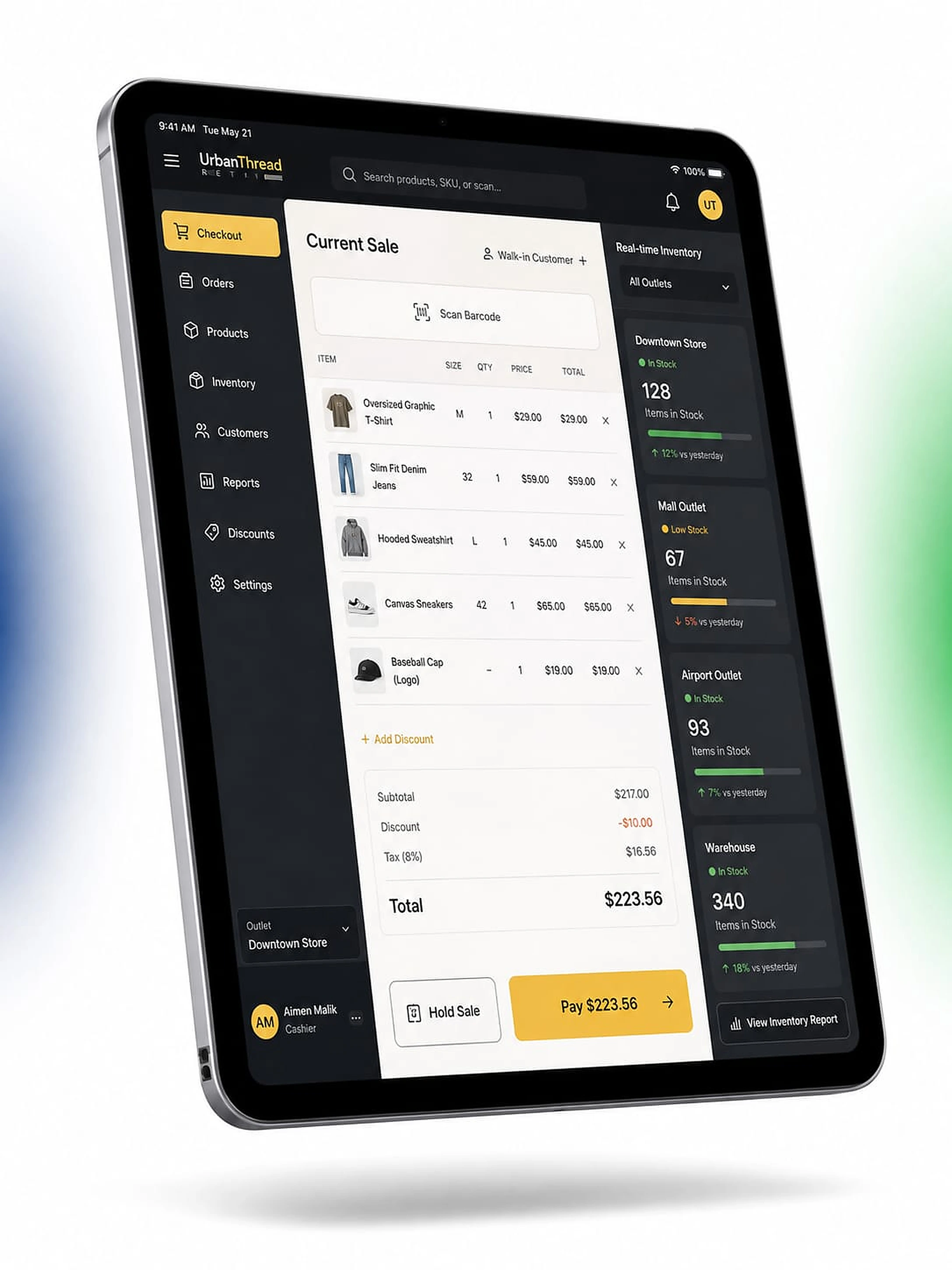 UrbanThread Retail point of sale application on tablet