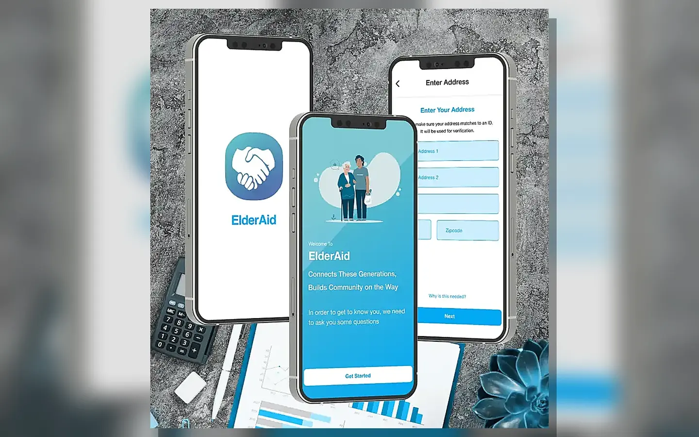 Elder care support mobile app UI