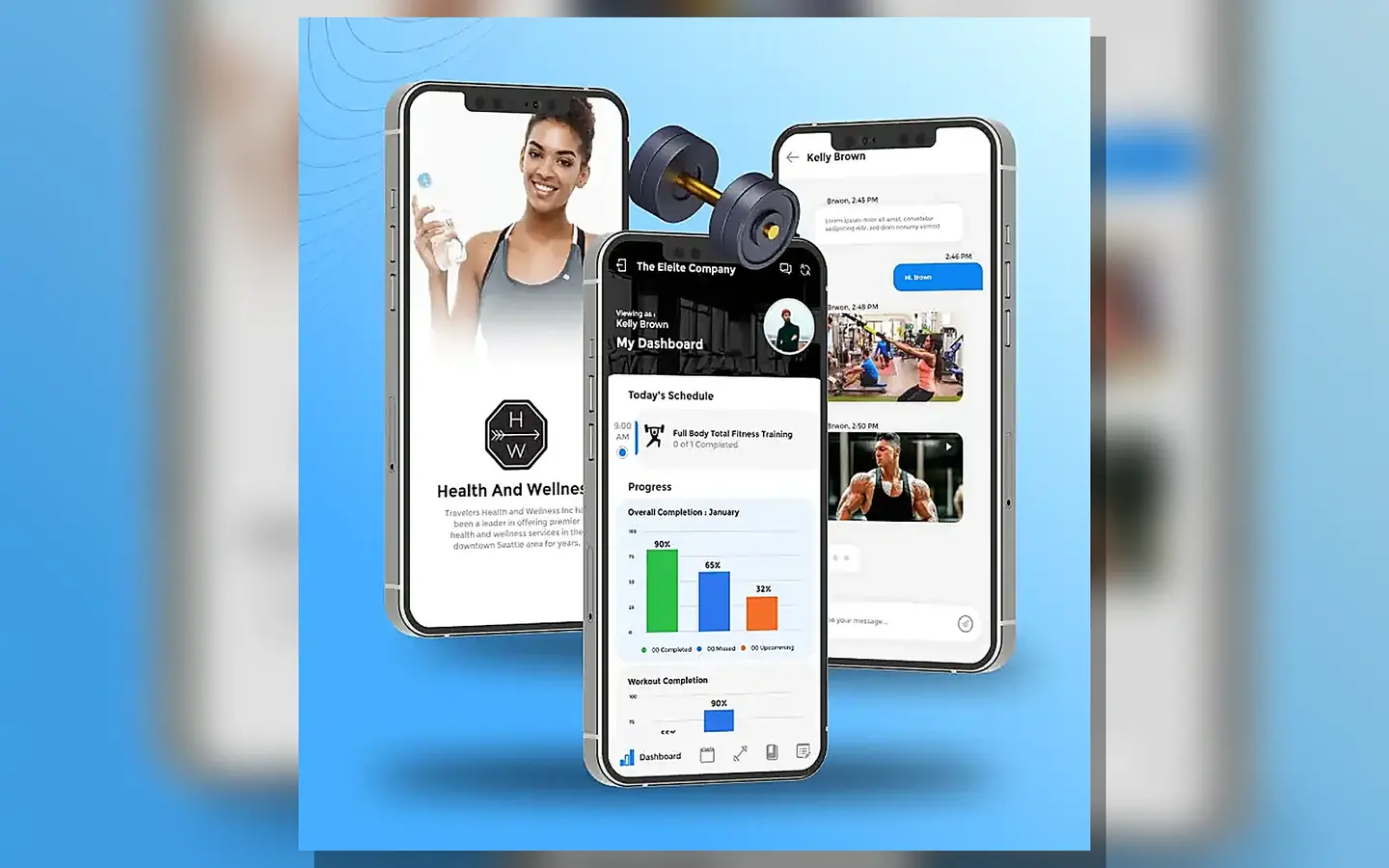 Fitness and wellness mobile app dashboard